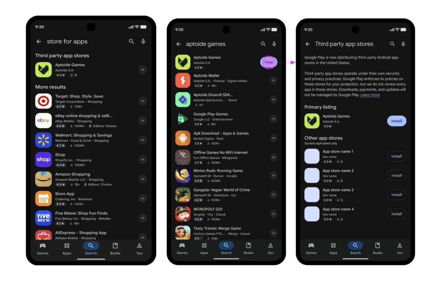 App stores will now appear alongside apps in search. Previously, they didn’t.