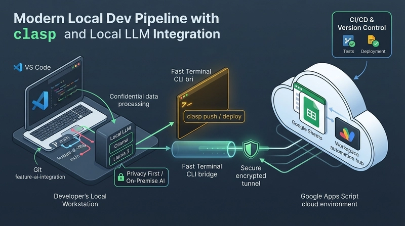 Figure 7: Modern local development environment (clasp/VS Code) integrating local LLMs and GAS