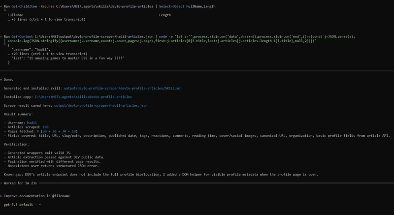 Generated project folder and files
