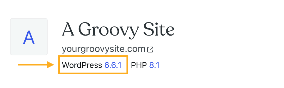 WordPress version number shown beneath site address.