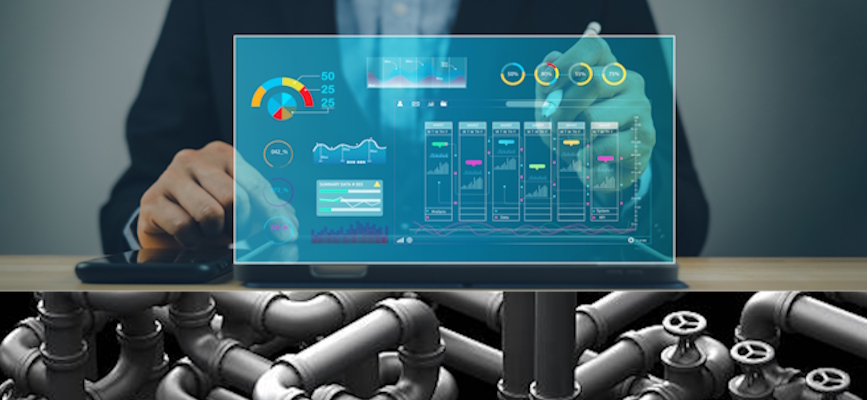 -person at clean software dashboard with plumbing exposed underneath to show the difficult buy vs. build decision for an audience data platform-